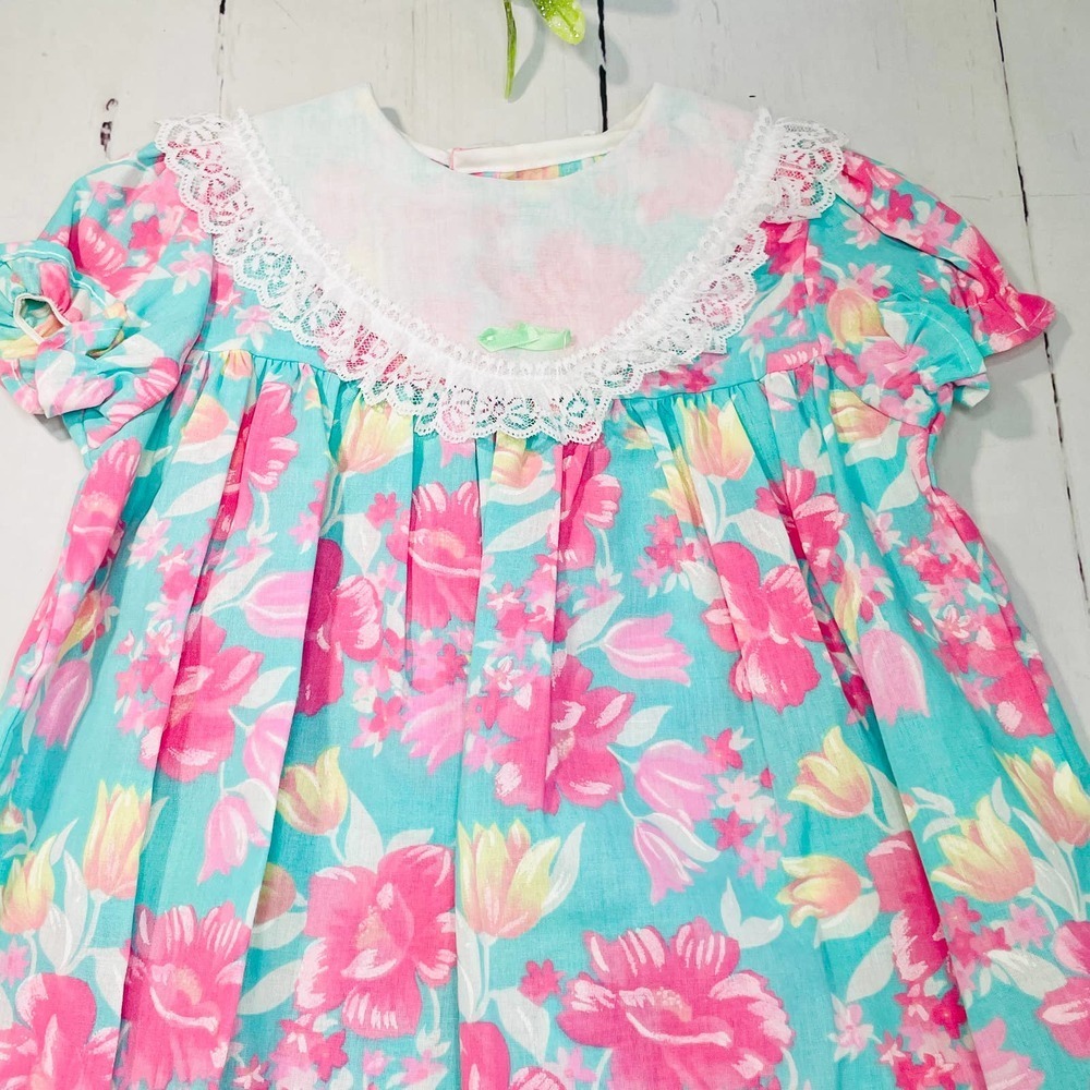 Vintage Brights Creek Floral Infant Girls Smock Dress- Sz 12 months - Picture 2 of 6